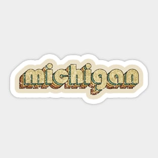 Michigan // Vintage Rainbow Typography Style // 70s Sticker